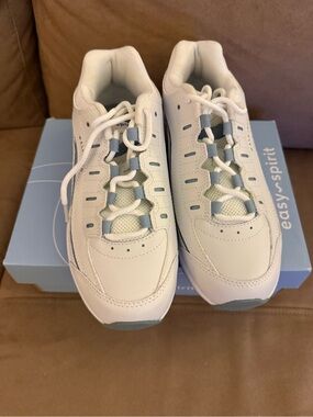 Easy Spirit ROMY White Sneakers with Light Blue Accents
